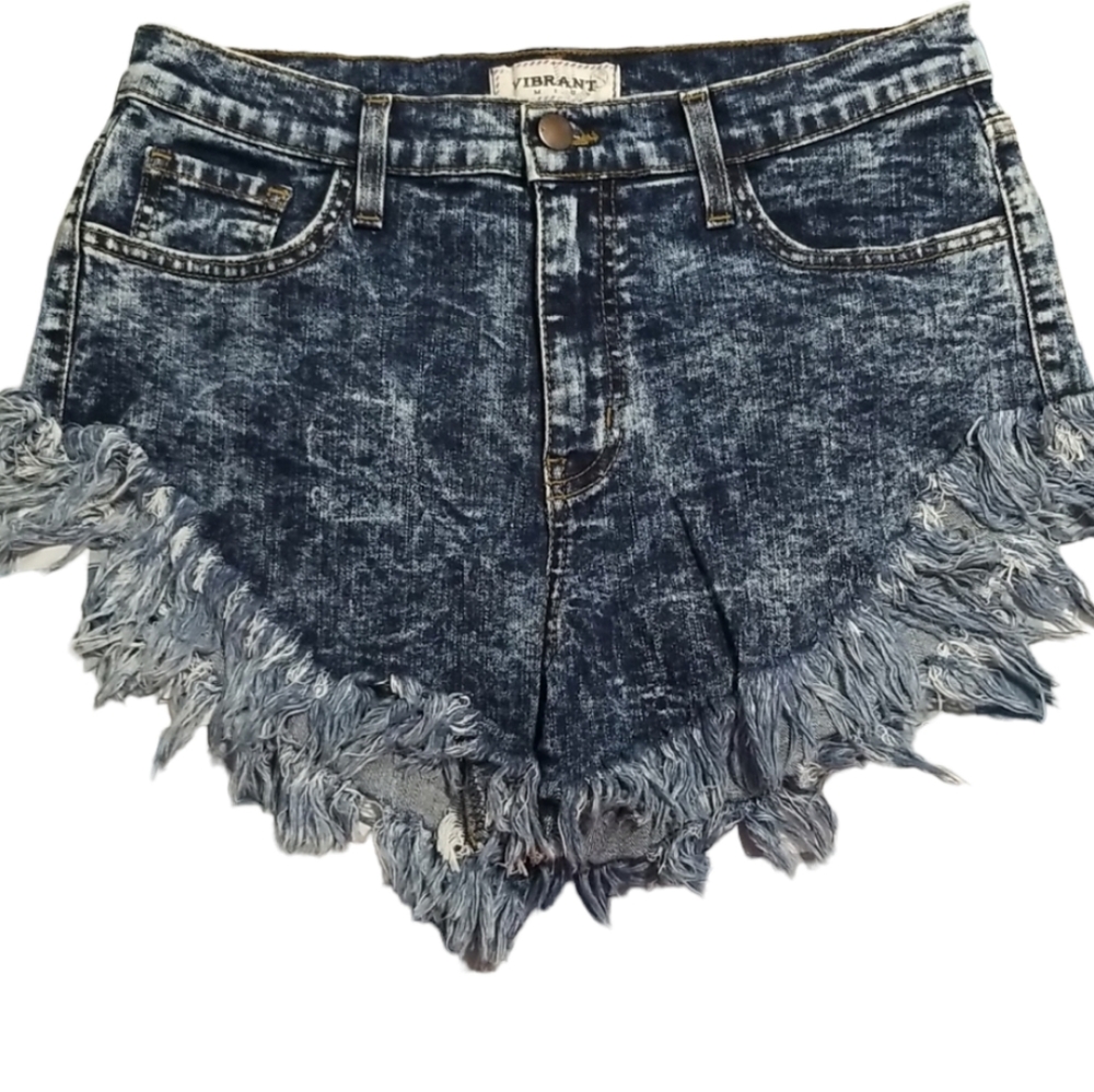 Н💎Vibrant Miu Acid Wash Blue Denim Shorts